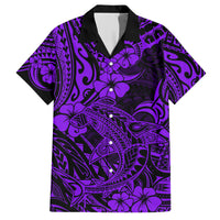 Hawaii Shark Family Matching Short Sleeve Bodycon Dress and Hawaiian Shirt Polynesian Pattern Purple Version LT01 Dad's Shirt - Short Sleeve Purple - Polynesian Pride
