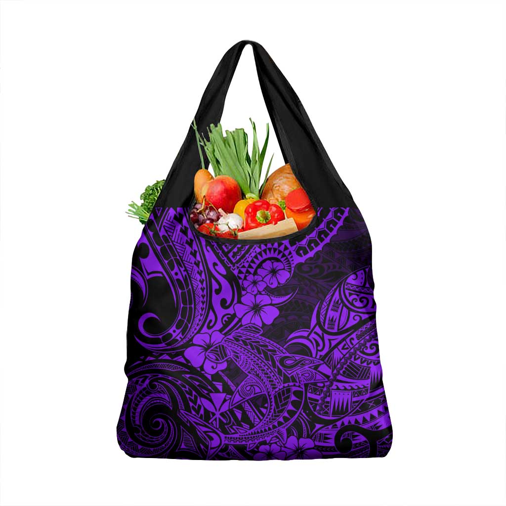 Hawaii Shark Grocery Bag Polynesian Pattern Purple Version