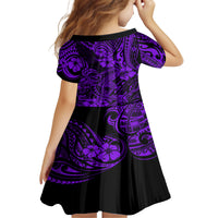 Hawaii Shark Kid Short Sleeve Dress Polynesian Pattern Purple Version LT01 - Polynesian Pride