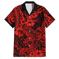 Hawaii Shark Family Matching Puletasi Dress and Hawaiian Shirt Polynesian Pattern Red Version LT01 Dad's Shirt - Short Sleeve Red - Polynesian Pride