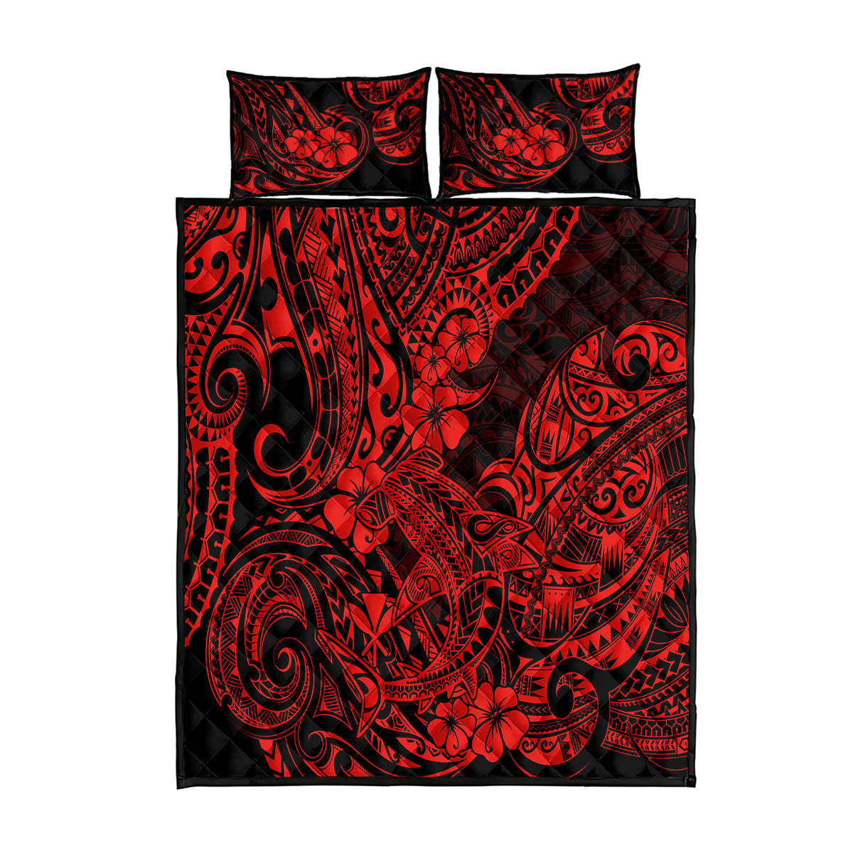 Hawaii Shark Quilt Bed Set Polynesian Pattern Red Version LT01 Red - Polynesian Pride