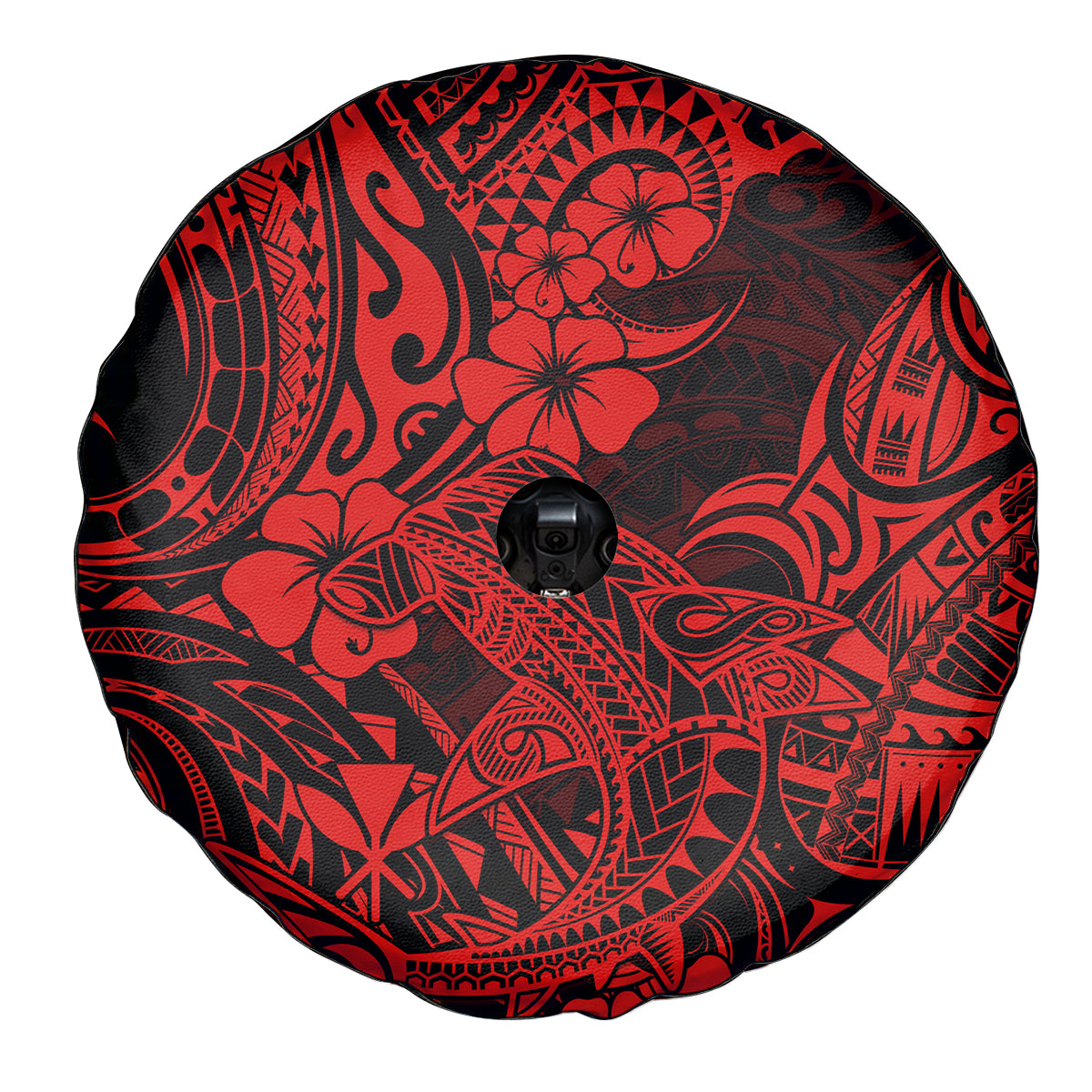 Hawaii Shark Spare Tire Cover Polynesian Pattern Red Version LT01 - Polynesian Pride