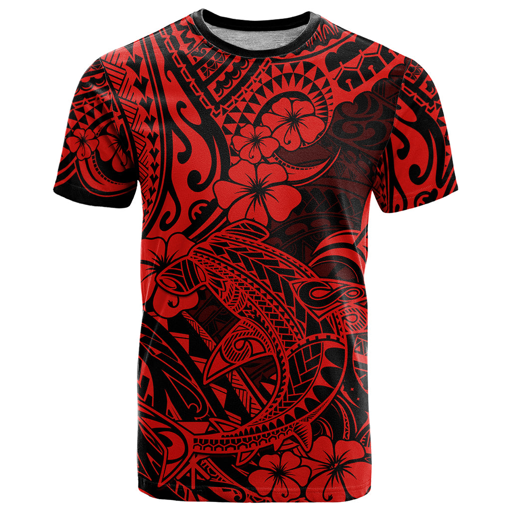 Hawaii Shark T Shirt Polynesian Pattern Red Version LT01 Red - Polynesian Pride