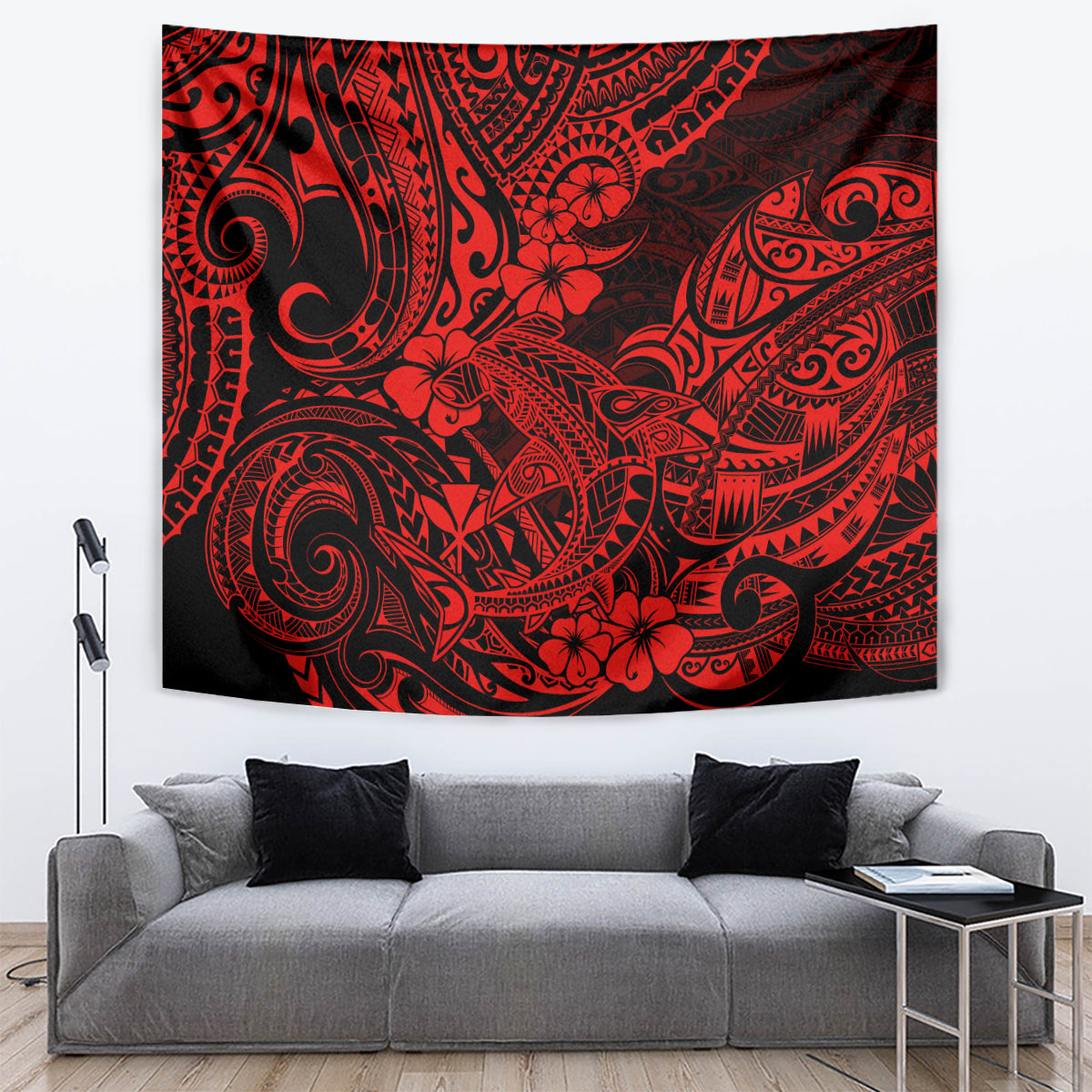Hawaii Shark Tapestry Polynesian Pattern Red Version LT01 - Polynesian Pride