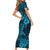 Hawaii Shark Family Matching Short Sleeve Bodycon Dress and Hawaiian Shirt Polynesian Pattern Sky Blue Version LT01 - Polynesian Pride