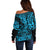 Hawaii Shark Off Shoulder Sweater Polynesian Pattern Sky Blue Version LT01 - Polynesian Pride