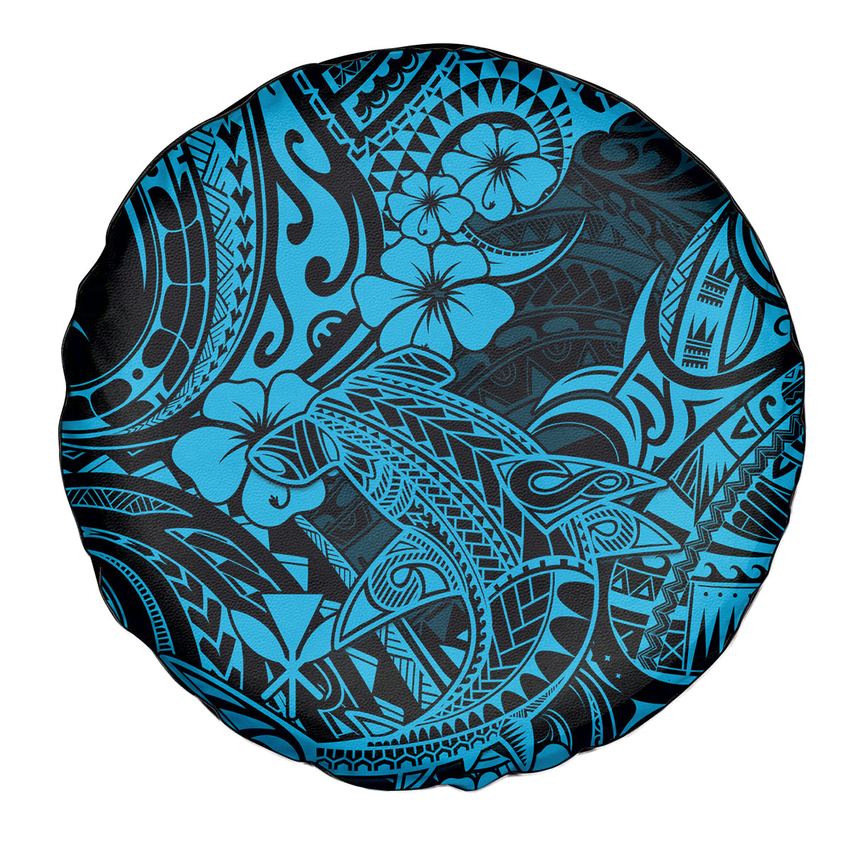 Hawaii Shark Spare Tire Cover Polynesian Pattern Sky Blue Version LT01 Blue - Polynesian Pride