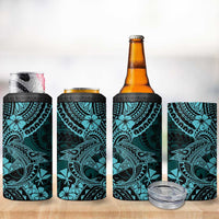 Hawaii Shark 4 in 1 Can Cooler Tumbler Polynesian Pattern Turquoise Version