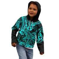 Hawaii Shark Kid Hoodie Polynesian Pattern Turquoise Version LT01 - Polynesian Pride