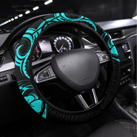 Hawaii Shark Steering Wheel Cover Polynesian Pattern Turquoise Version LT01 Universal Fit Turquoise - Polynesian Pride