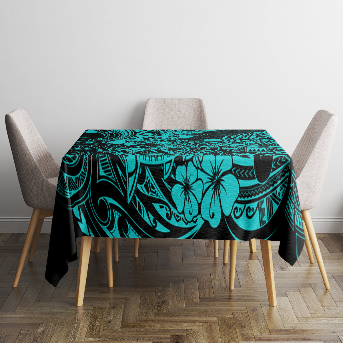 Hawaii Shark Tablecloth Polynesian Pattern Turquoise Version LT01 - Polynesian Pride