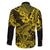 Hawaii Shark Family Matching Off Shoulder Short Dress and Hawaiian Shirt Polynesian Pattern Yellow Version LT01 - Polynesian Pride