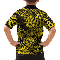 Hawaii Shark Family Matching Puletasi Dress and Hawaiian Shirt Polynesian Pattern Yellow Version LT01 - Polynesian Pride
