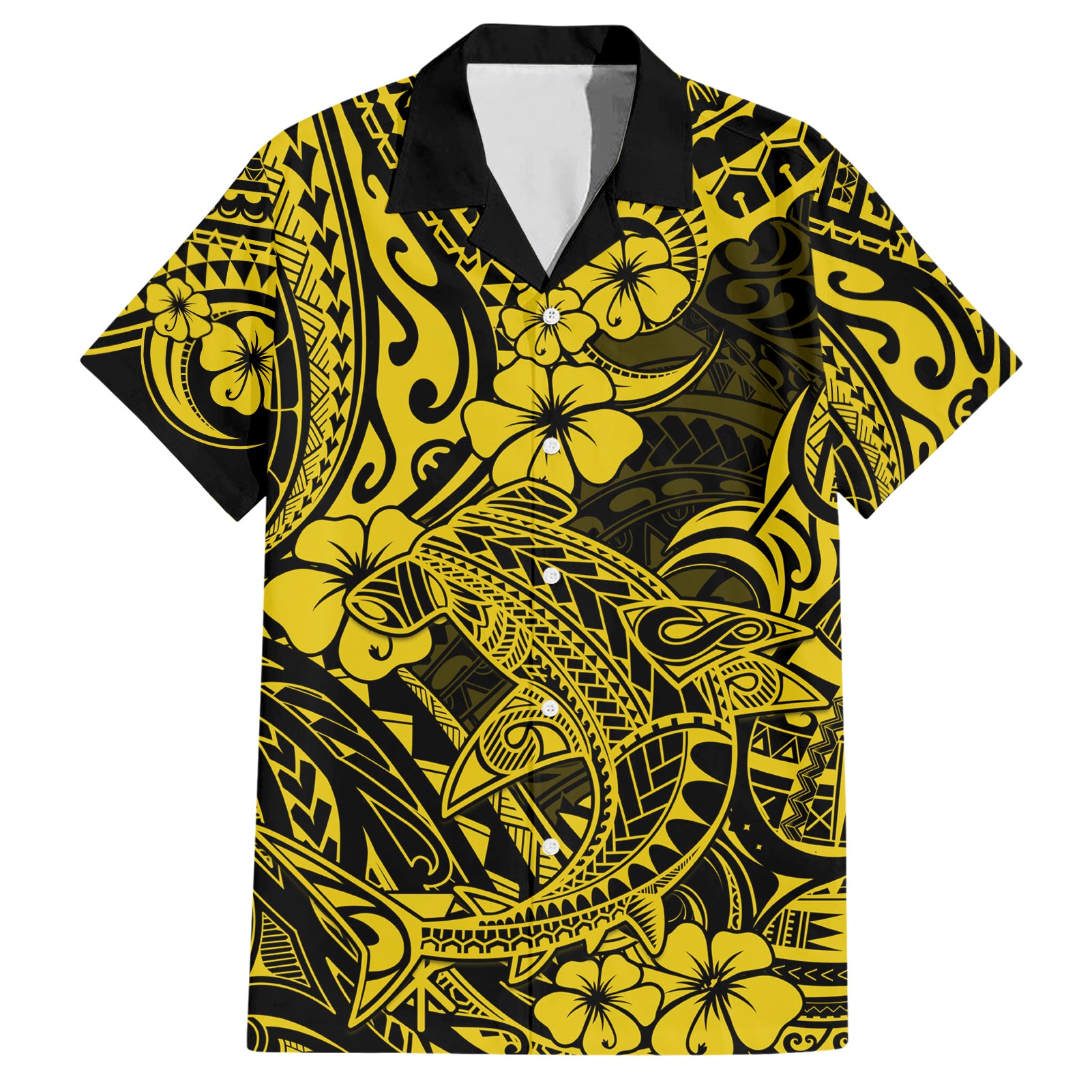 Hawaii Shark Hawaiian Shirt Polynesian Pattern Yellow Version LT01 Yellow - Polynesian Pride