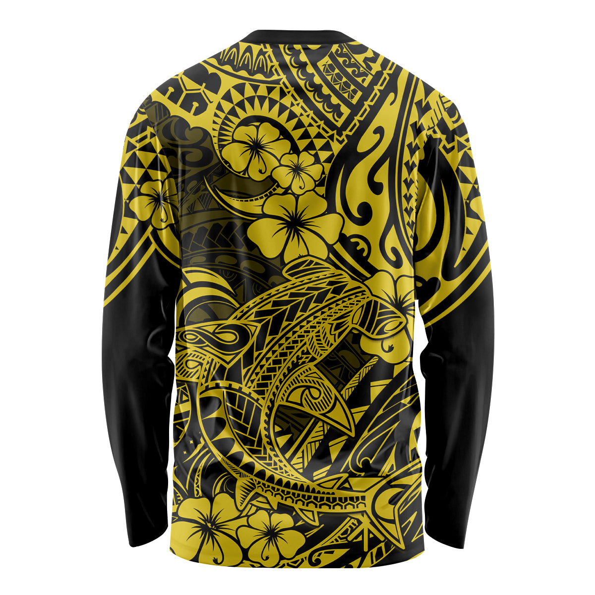 Hawaii Shark Long Sleeve Shirt Polynesian Pattern Yellow Version LT01 - Polynesian Pride