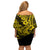 Hawaii Shark Off Shoulder Short Dress Polynesian Pattern Yellow Version LT01 - Polynesian Pride