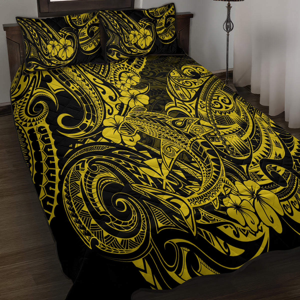 Hawaii Shark Quilt Bed Set Polynesian Pattern Yellow Version LT01 - Polynesian Pride