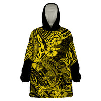 Hawaii Shark Wearable Blanket Hoodie Polynesian Pattern Yellow Version LT01 One Size Yellow - Polynesian Pride