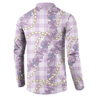 Pua Kalaunu Lei Button Sweatshirt Palaka Pattern