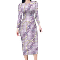 Pua Kalaunu Lei Family Matching Long Sleeve Bodycon Dress and Hawaiian Shirt Palaka Pattern