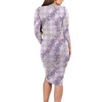 Pua Kalaunu Lei Family Matching Long Sleeve Bodycon Dress and Hawaiian Shirt Palaka Pattern