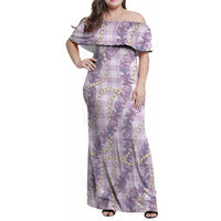 Pua Kalaunu Lei Family Matching Off Shoulder Maxi Dress and Hawaiian Shirt Palaka Pattern