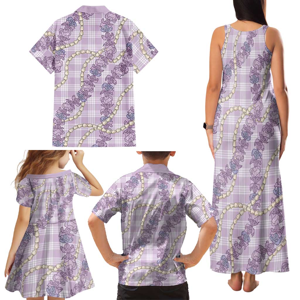 Pua Kalaunu Lei Family Matching Tank Maxi Dress and Hawaiian Shirt Palaka Pattern
