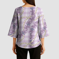 Pua Kalaunu Lei Kimono Sleeve Blouse Palaka Pattern