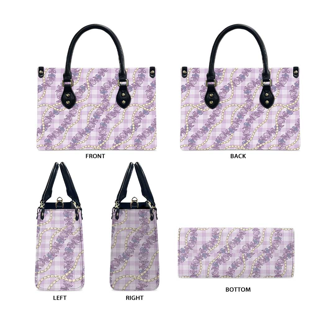 Pua Kalaunu Lei Leather Bag Palaka Pattern