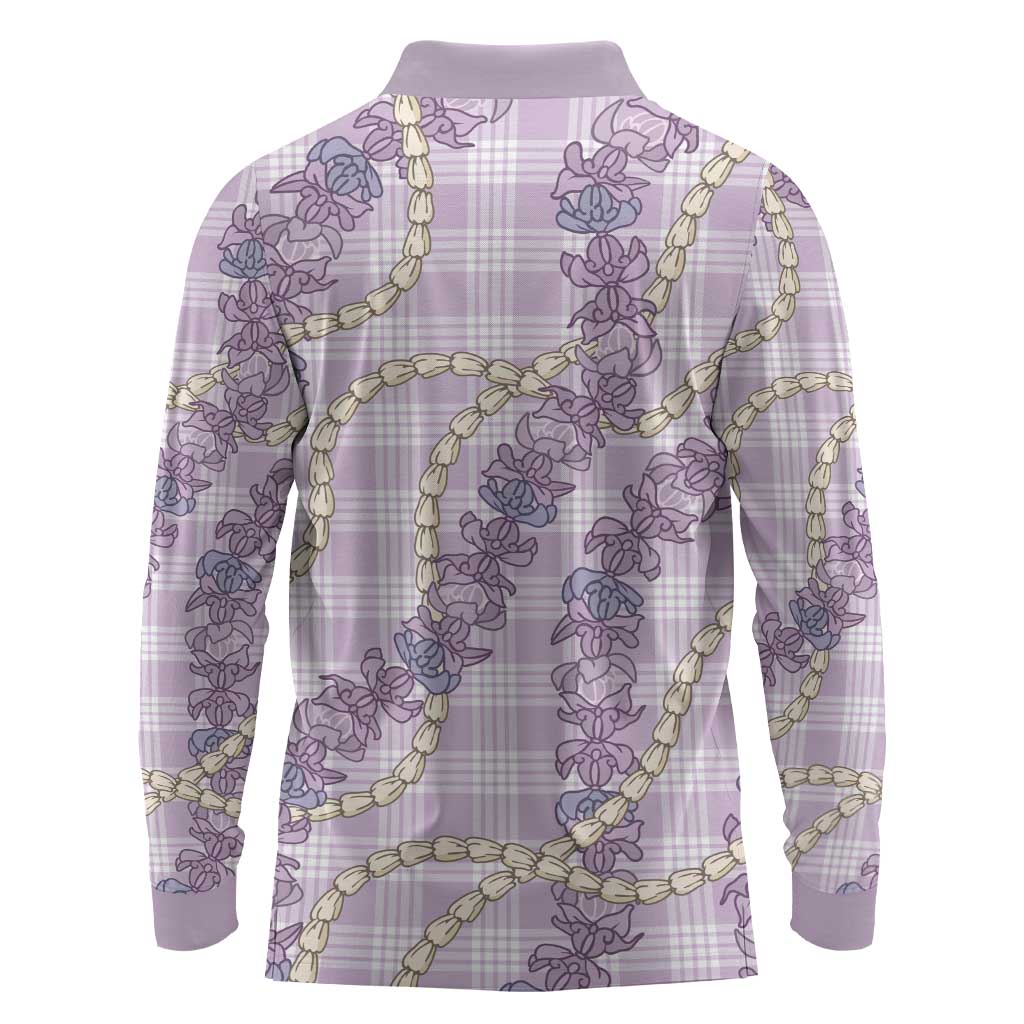 Pua Kalaunu Lei Long Sleeve Polo Shirt Palaka Pattern