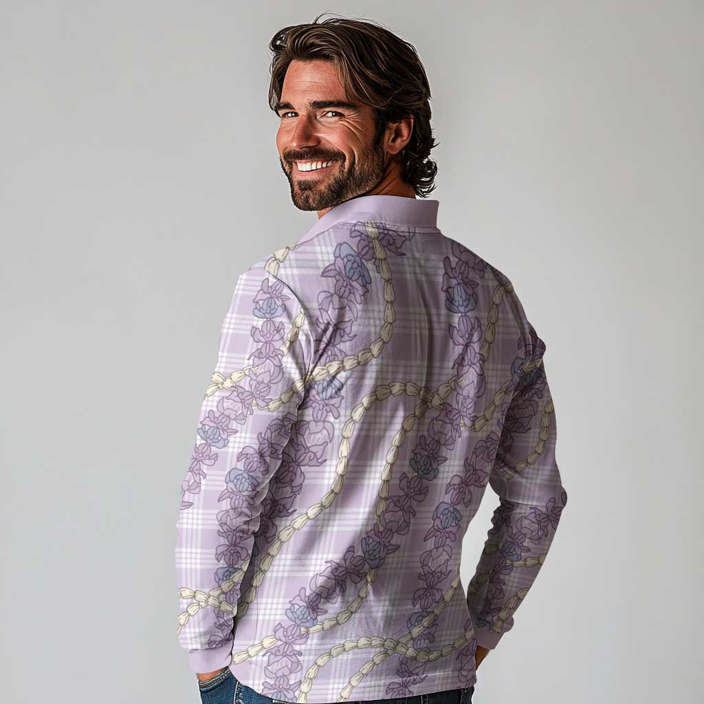 Pua Kalaunu Lei Long Sleeve Polo Shirt Palaka Pattern