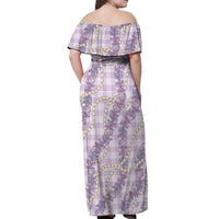 Pua Kalaunu Lei Off Shoulder Maxi Dress Palaka Pattern