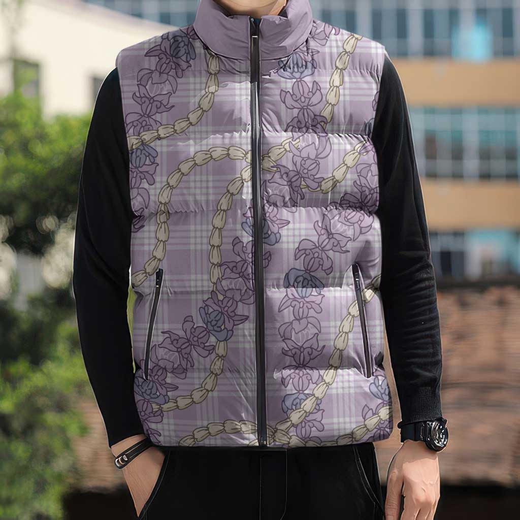 Pua Kalaunu Lei Sleeveless Puffer Jacket Palaka Pattern