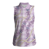 Pua Kalaunu Lei Women Sleeveless Polo Shirt Palaka Pattern