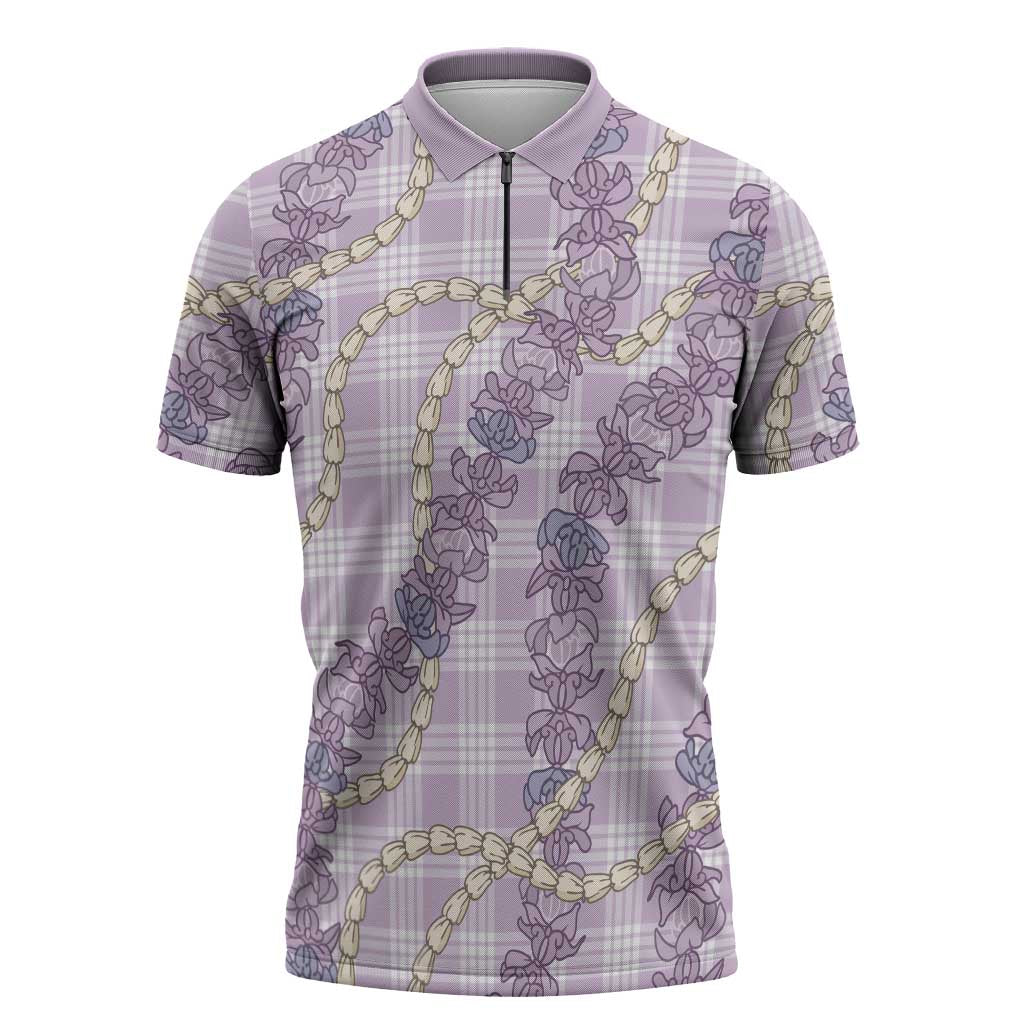 Pua Kalaunu Lei Zipper Polo Shirt Palaka Pattern