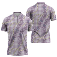 Pua Kalaunu Lei Zipper Polo Shirt Palaka Pattern