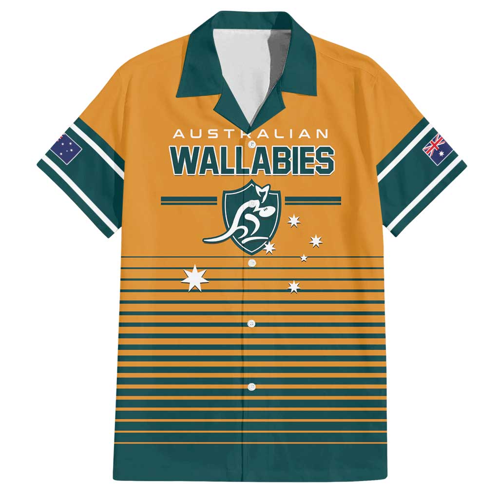 Custom Rugby Australia Family Matching Long Sleeve Bodycon Dress and Hawaiian Shirt Junior Wallabies Go Champions LT01 Dad's Shirt - Short Sleeve Yellow - Polynesian Pride