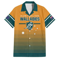 Custom Rugby Australia Family Matching Off The Shoulder Long Sleeve Dress and Hawaiian Shirt Junior Wallabies Go Champions LT01 Dad's Shirt - Short Sleeve Yellow - Polynesian Pride