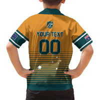 Custom Rugby Australia Family Matching Off Shoulder Short Dress and Hawaiian Shirt Junior Wallabies Go Champions