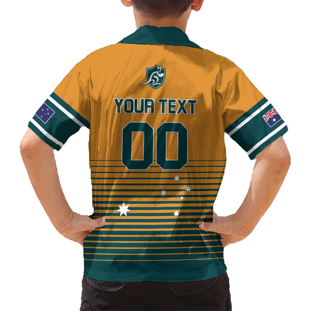 Custom Rugby Australia Family Matching Short Sleeve Bodycon Dress and Hawaiian Shirt Junior Wallabies Go Champions LT01 - Polynesian Pride