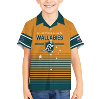 Custom Rugby Australia Family Matching Short Sleeve Bodycon Dress and Hawaiian Shirt Junior Wallabies Go Champions LT01 Son's Shirt Yellow - Polynesian Pride