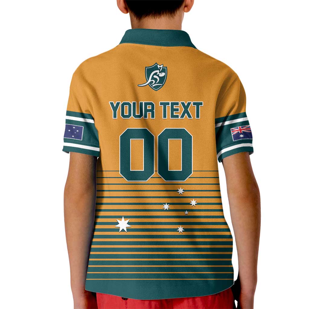 Custom Rugby Australia Kid Polo Shirt Junior Wallabies Go Champions