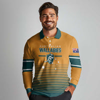Custom Rugby Australia Long Sleeve Polo Shirt Junior Wallabies Go Champions