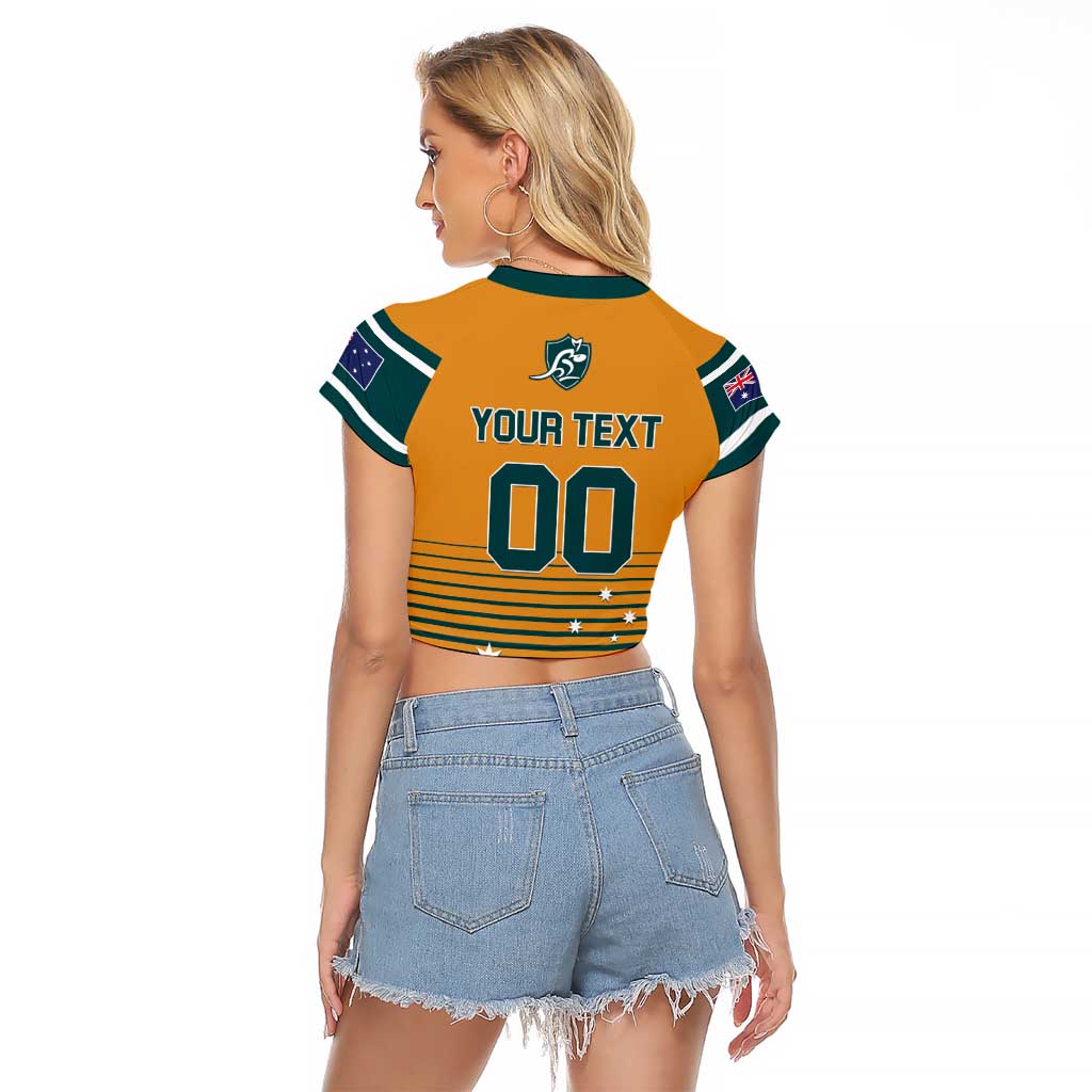 Custom Rugby Australia Raglan Cropped T Shirt Junior Wallabies Go Champions LT01 - Polynesian Pride
