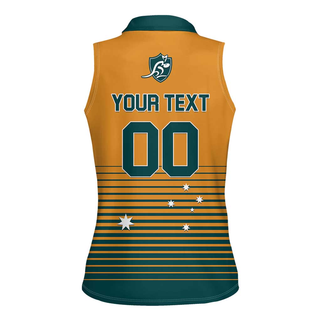 Custom Rugby Australia Women Sleeveless Polo Shirt Junior Wallabies Go Champions