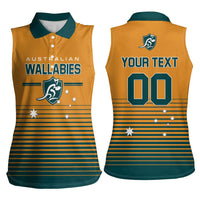 Custom Rugby Australia Women Sleeveless Polo Shirt Junior Wallabies Go Champions