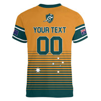 Custom Rugby Australia Women V-Neck T-Shirt Junior Wallabies Go Champions