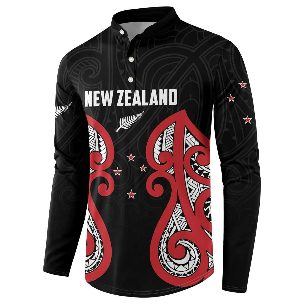 Custom Rugby New Zealand Button Sweatshirt Baby Black Go Champions