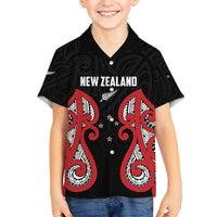 Custom Rugby New Zealand Family Matching Off The Shoulder Long Sleeve Dress and Hawaiian Shirt Baby Black Go Champions