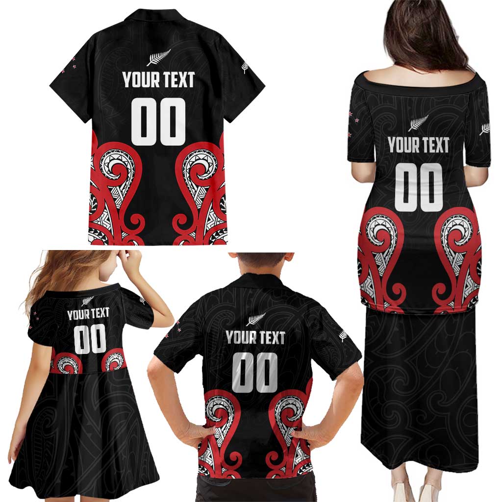 Custom Rugby New Zealand Family Matching Puletasi and Hawaiian Shirt Baby Black Go Champions